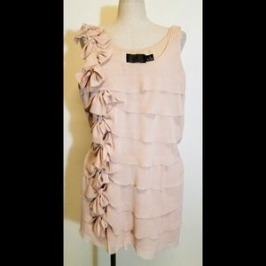 H&M Sheer ruffled tank top dress nude